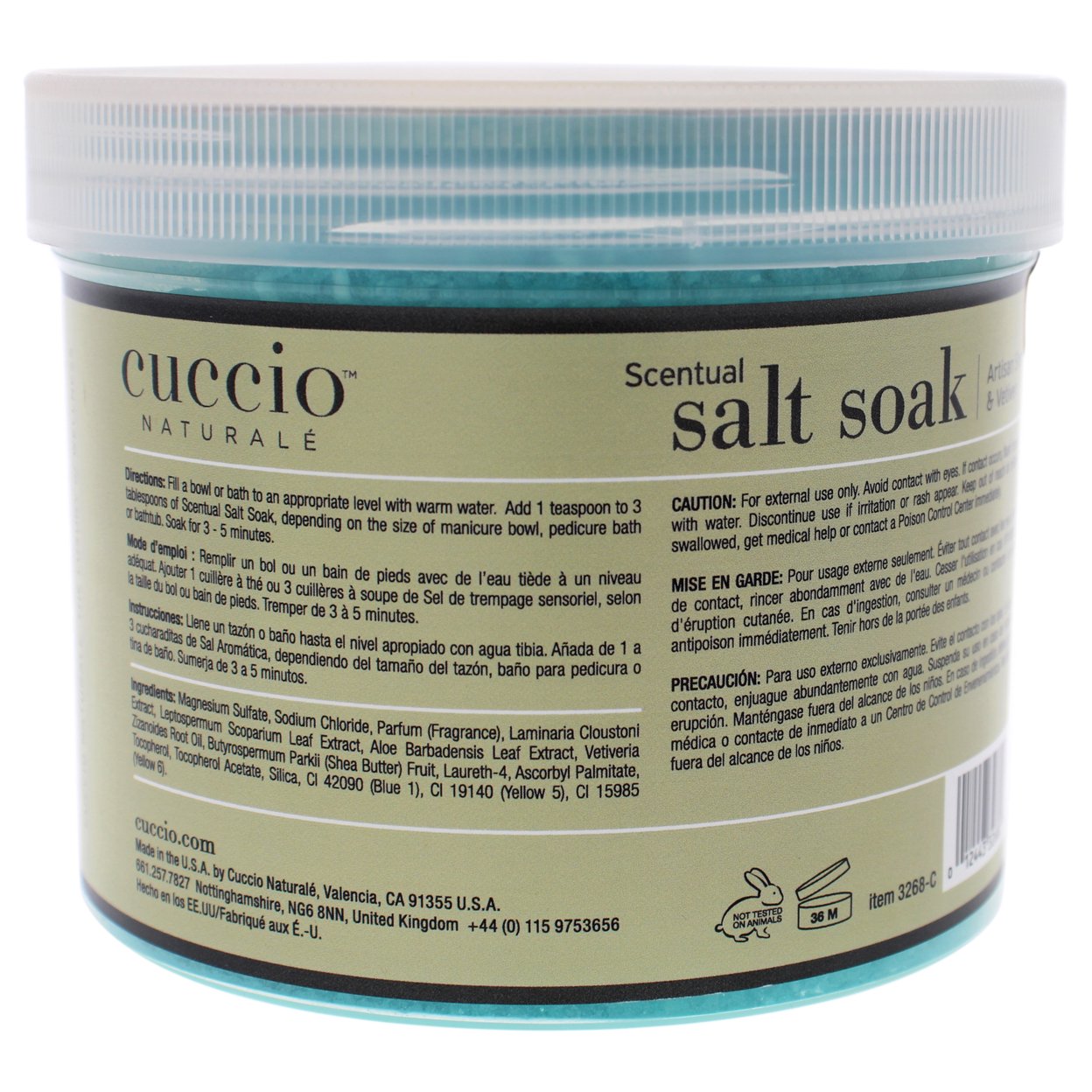 Luxury Spa Scentual Salt Soak - Artisan Shea and Vetiver by Cuccio Naturale for Unisex - 29 oz Bath Salts