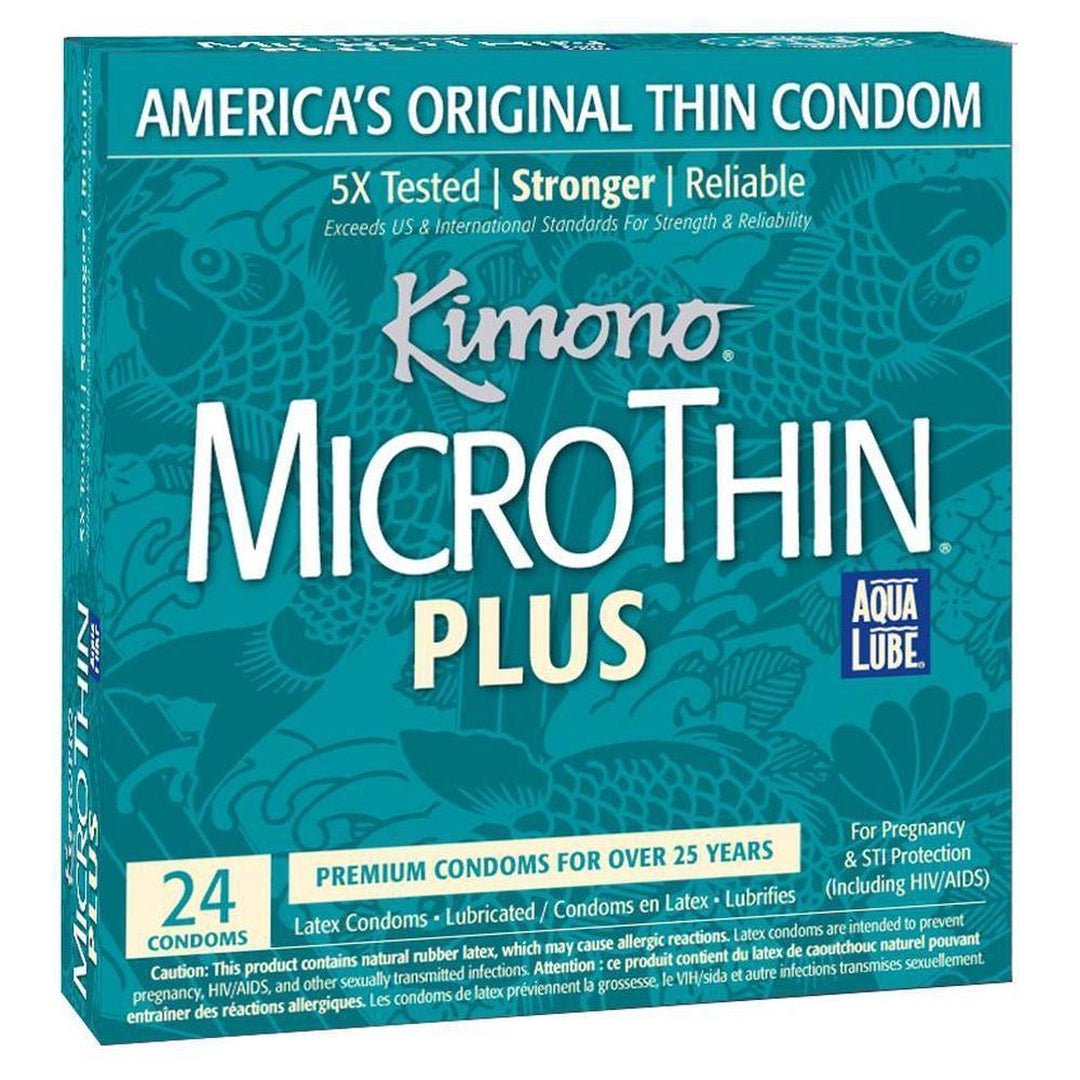 Kimono Micro Thin Plus Aqua Lube Lubricated Latex Condoms - 12 ct
