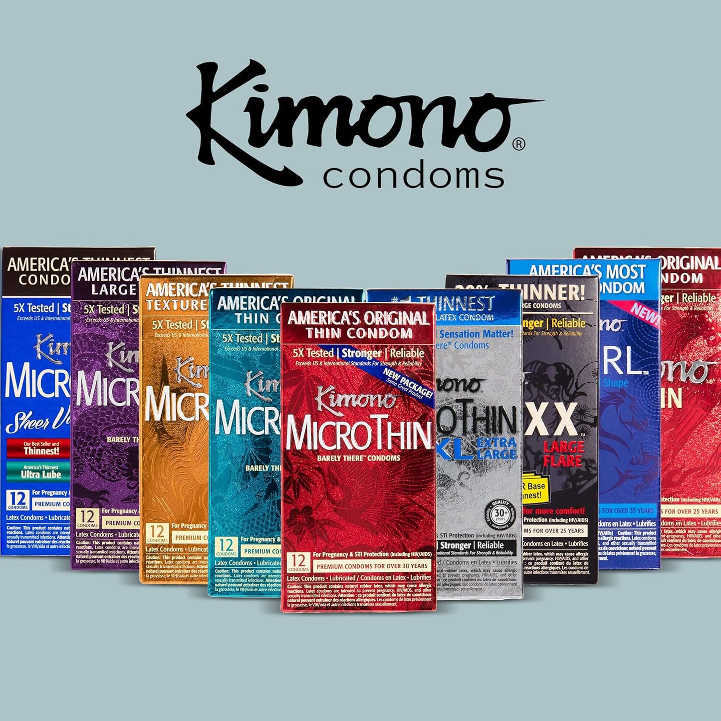 Kimono Thin Lubricated Latex Condoms - 12 ct