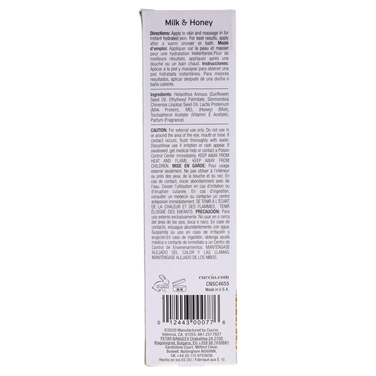 Hydrating Dry Body Oil - Milk and Honey by Cuccio Naturale for Unisex - 3.38 oz Oil