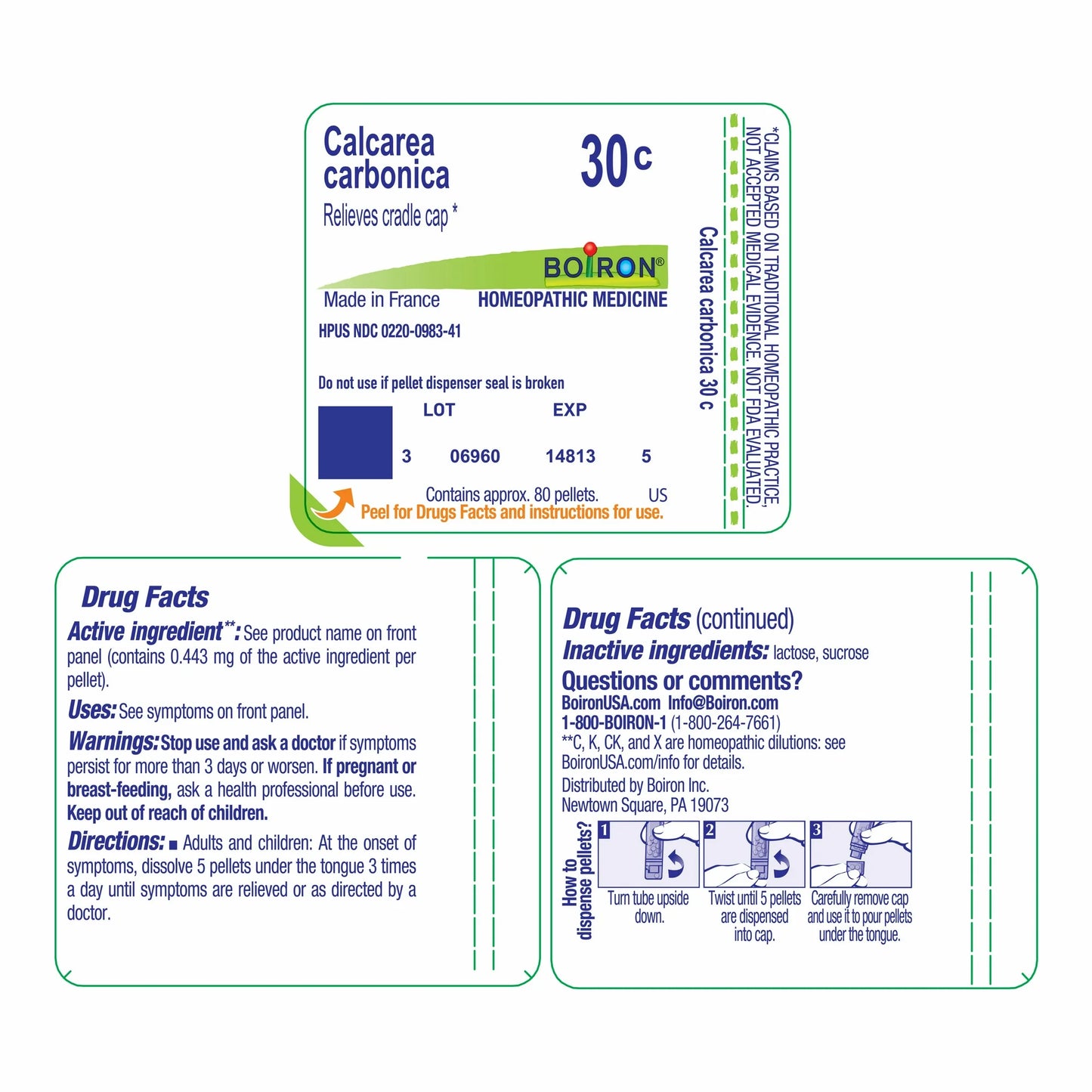 Boiron Calcarea Carbonica 30C, Homeopathic Medicine for Cradle Cap Relief, 80 Pellets