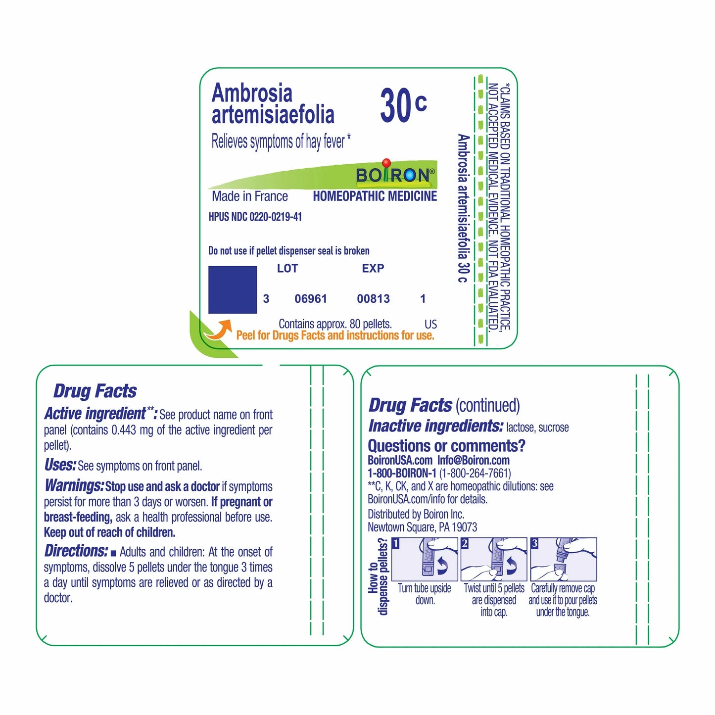 Boiron Ambrosia Artemisiaefolia 30c, Homeopathic Medicine for Ragweed Allergy Relief, 80 Pellets