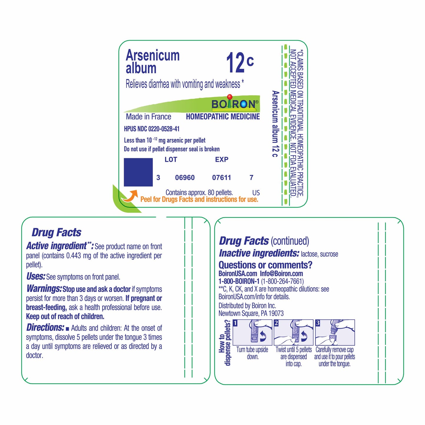 Boiron Arsenicum Album 12C, Homeopathic Medicine for Digestive Relief, 80 Pellets