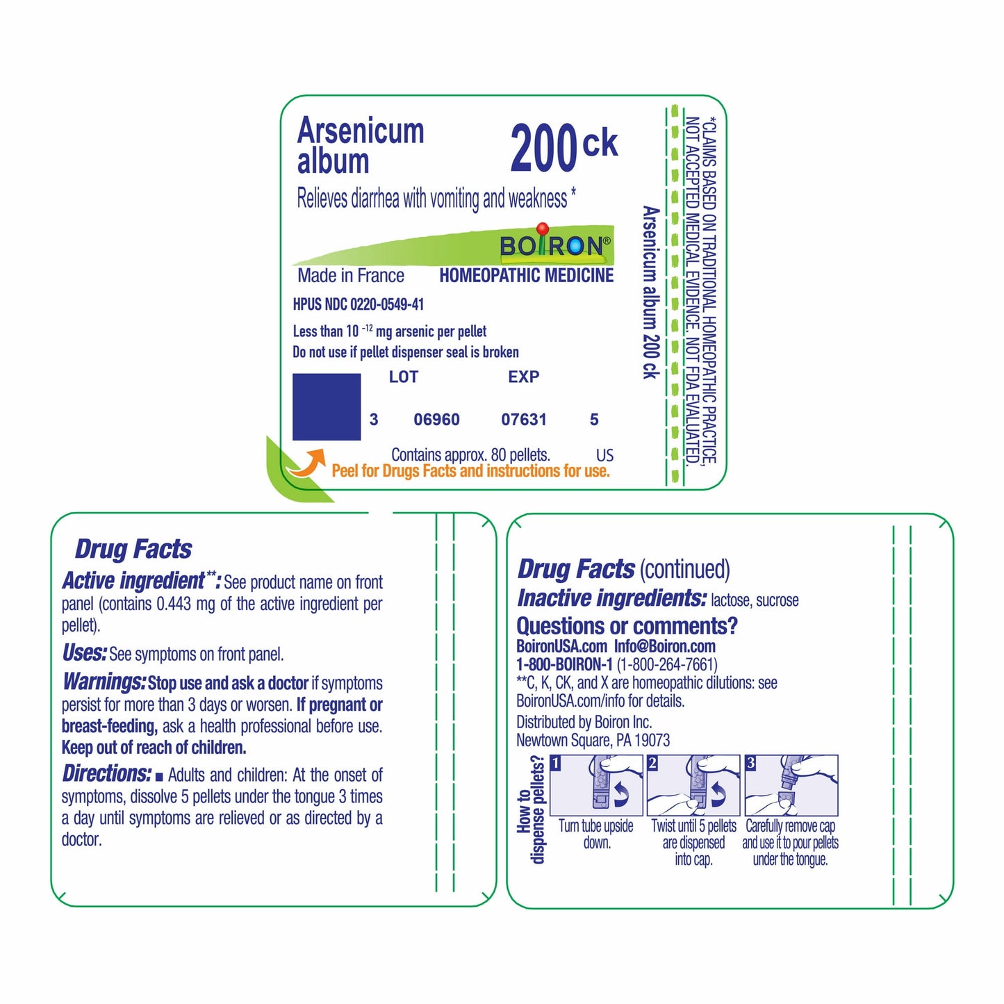 Boiron Arsenicum Album 200CK, Homeopathic Medicine for Digestive Relief, 80 Pellets