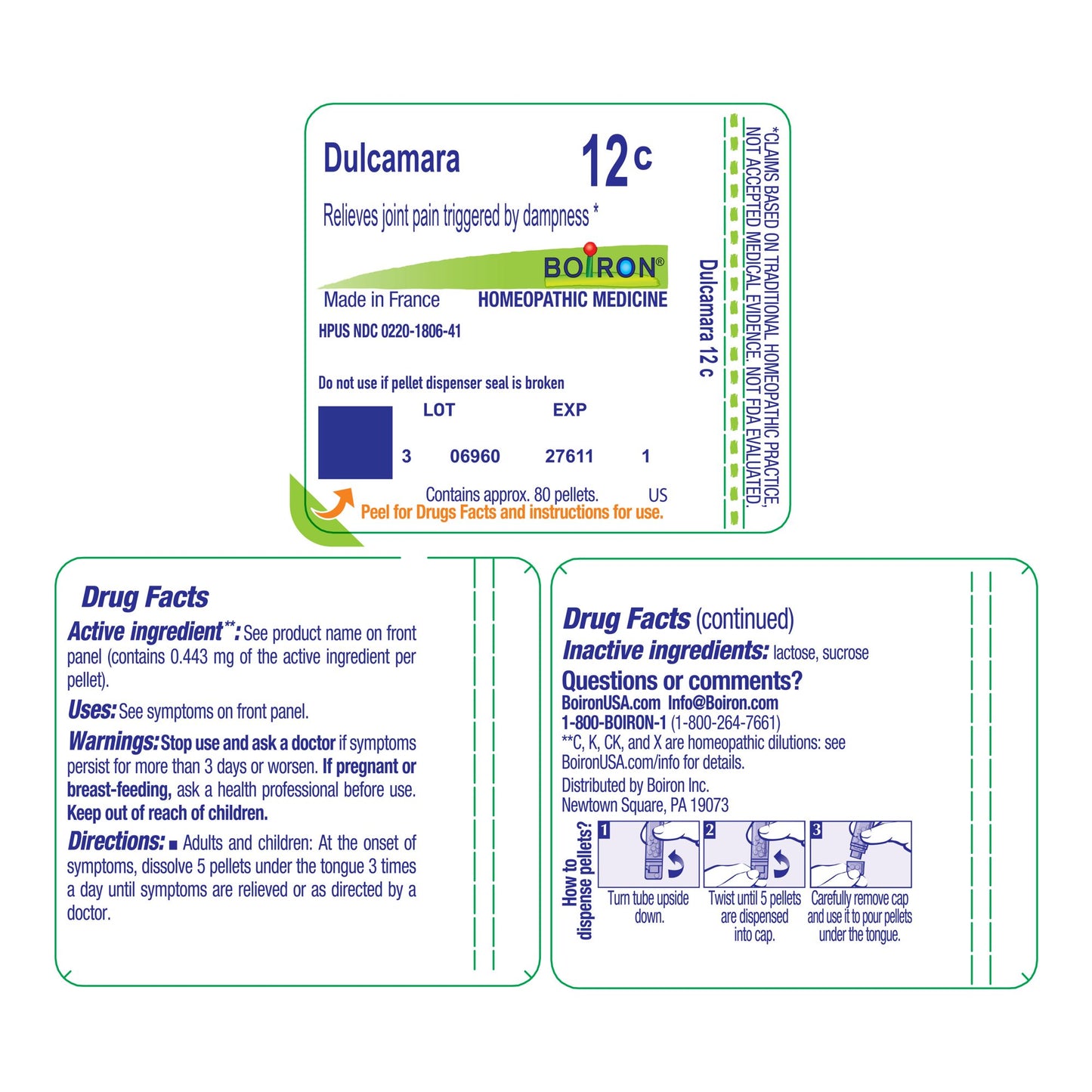 Boiron Dulcamara 12C, Homeopathic Medicine for Joint Pain Triggered By Dampness, 80 Pellets