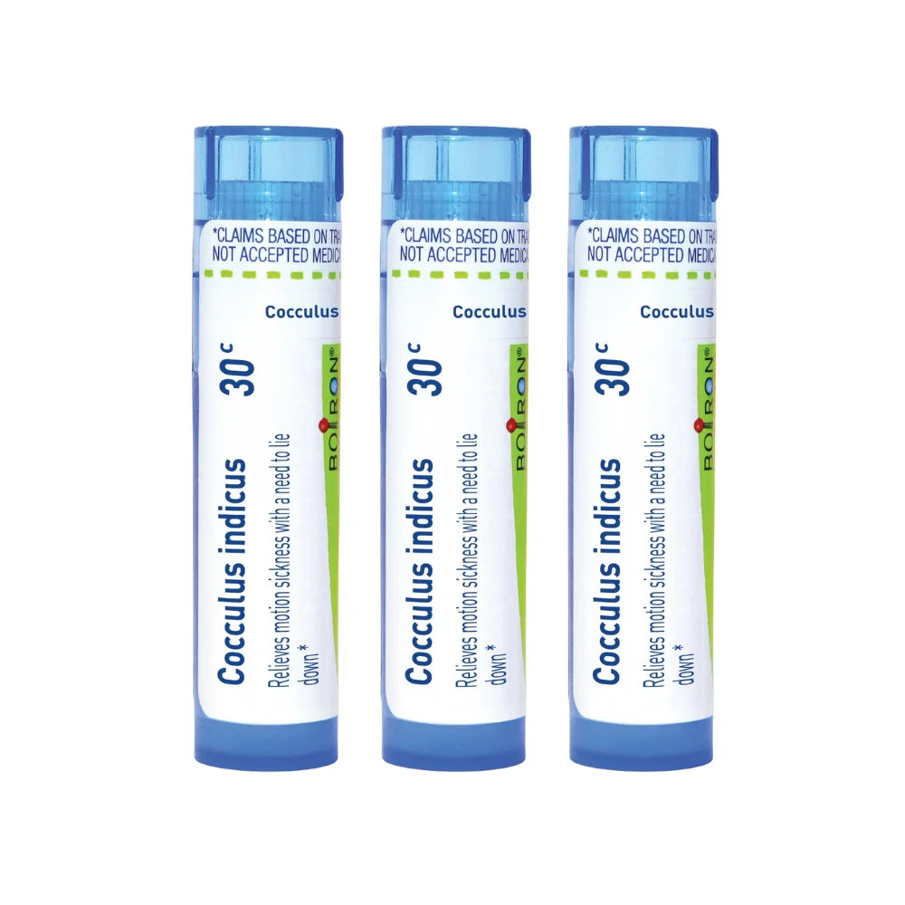 Boiron Cocculus Indicus 30C, Homeopathic Medicine for Motion Sickness With A Need To Lie Down, 80 Pellets (3 Pack)