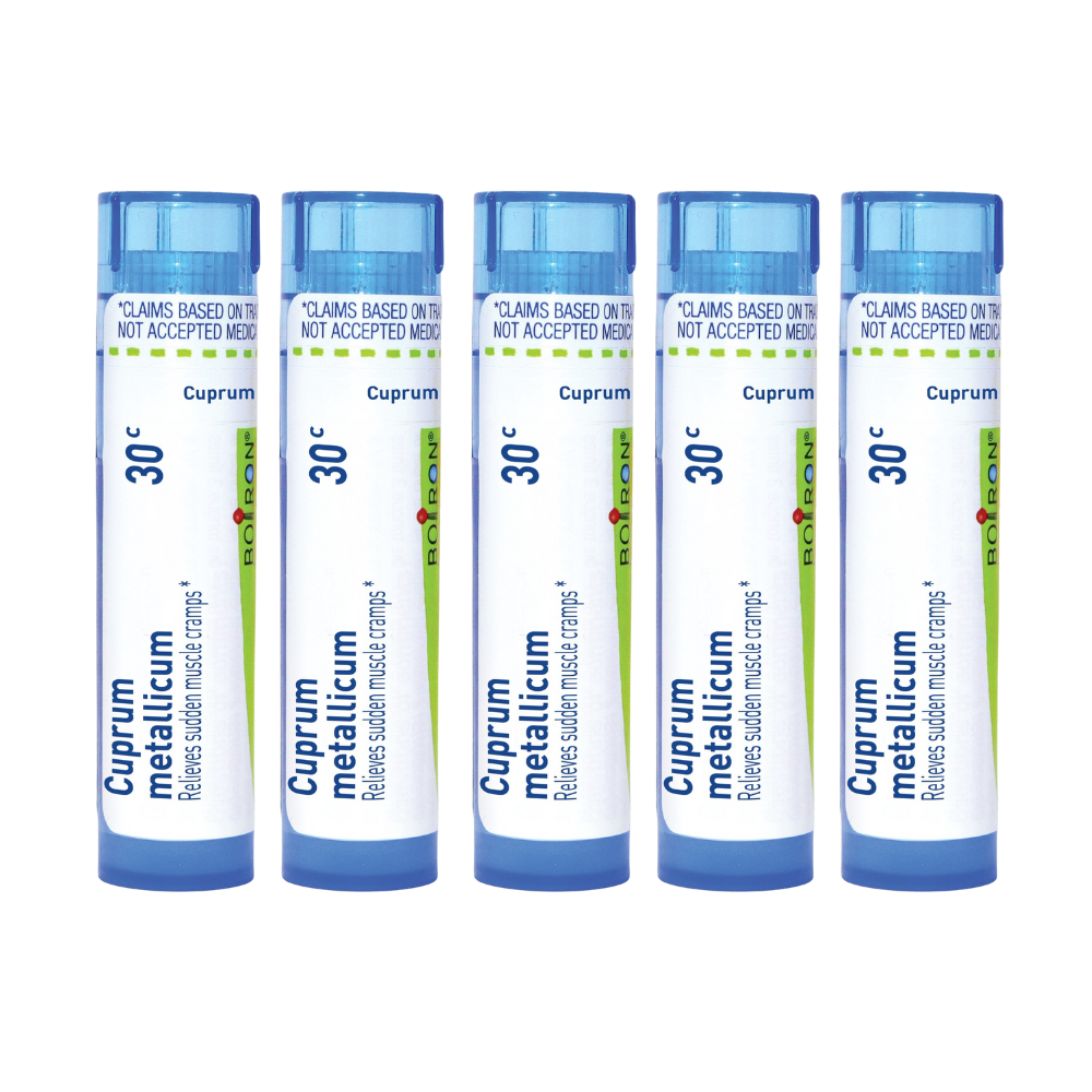 Boiron Cuprum Metallicum 30C, 80 Pellets, Homeopathic Medicine for Leg Cramps and Muscle Cramps (5 Pack)
