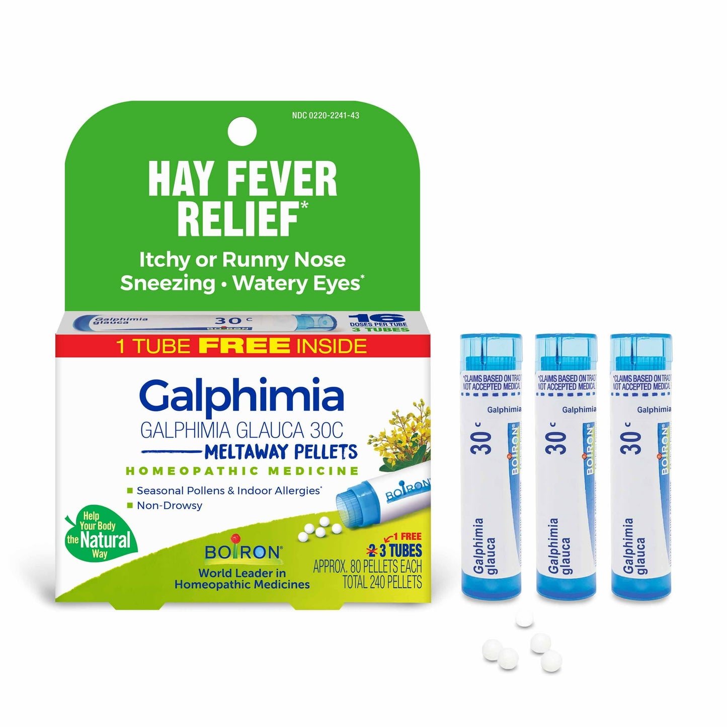 Boiron Galphimia Glauca 30C, Homeopathic Medicine for Itchy Nose And Sneezing Due To Hay Fever, 80 Pellets (3 Pack)