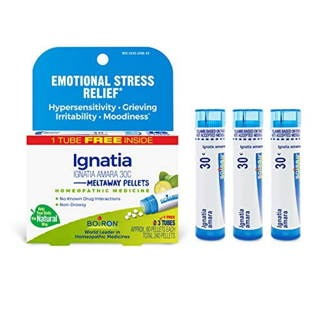 Boiron Ignatia Amara 30C, Homeopathic Medicine for Apprehension, Hypersensitivity To Stress, 80 Pellets (3 Pack)