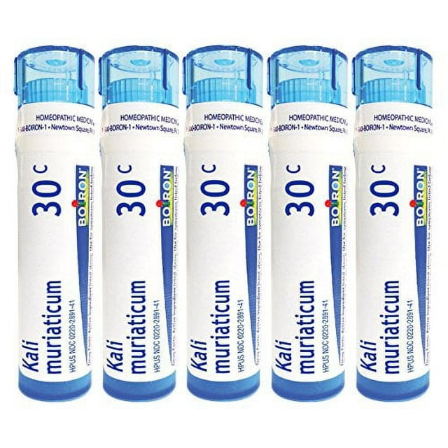 Boiron Kali Muriaticum 30C, Homeopathic Medicine for Nasal Congestion With White Nasal Discharge, 80 Pellets (5 Pack)