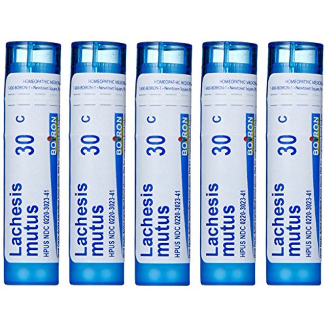Boiron Lachesis Mutus 30C, Homeopathic Medicine for Hot Flashes Associated with Menopause, 80 Pellets (5 Pack)