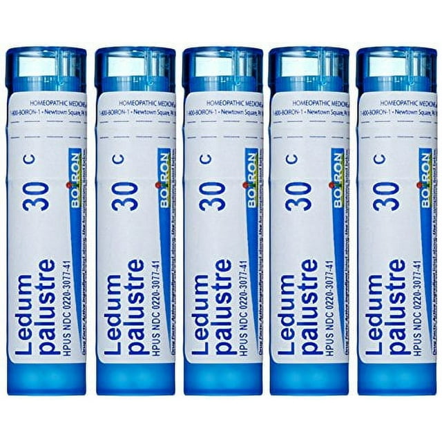 Boiron Ledum Palustre 30C, Homeopathic Medicine for Insect Bites or Bruising Relief, 80 Pellets (5 Pack)