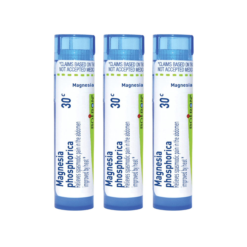 Boiron Magnesia Phosphorica 30C, Homeopathic Medicine for Spasmodic Pain In The Abdomen Improved By Heat, 80 Pellets (3 Pack)