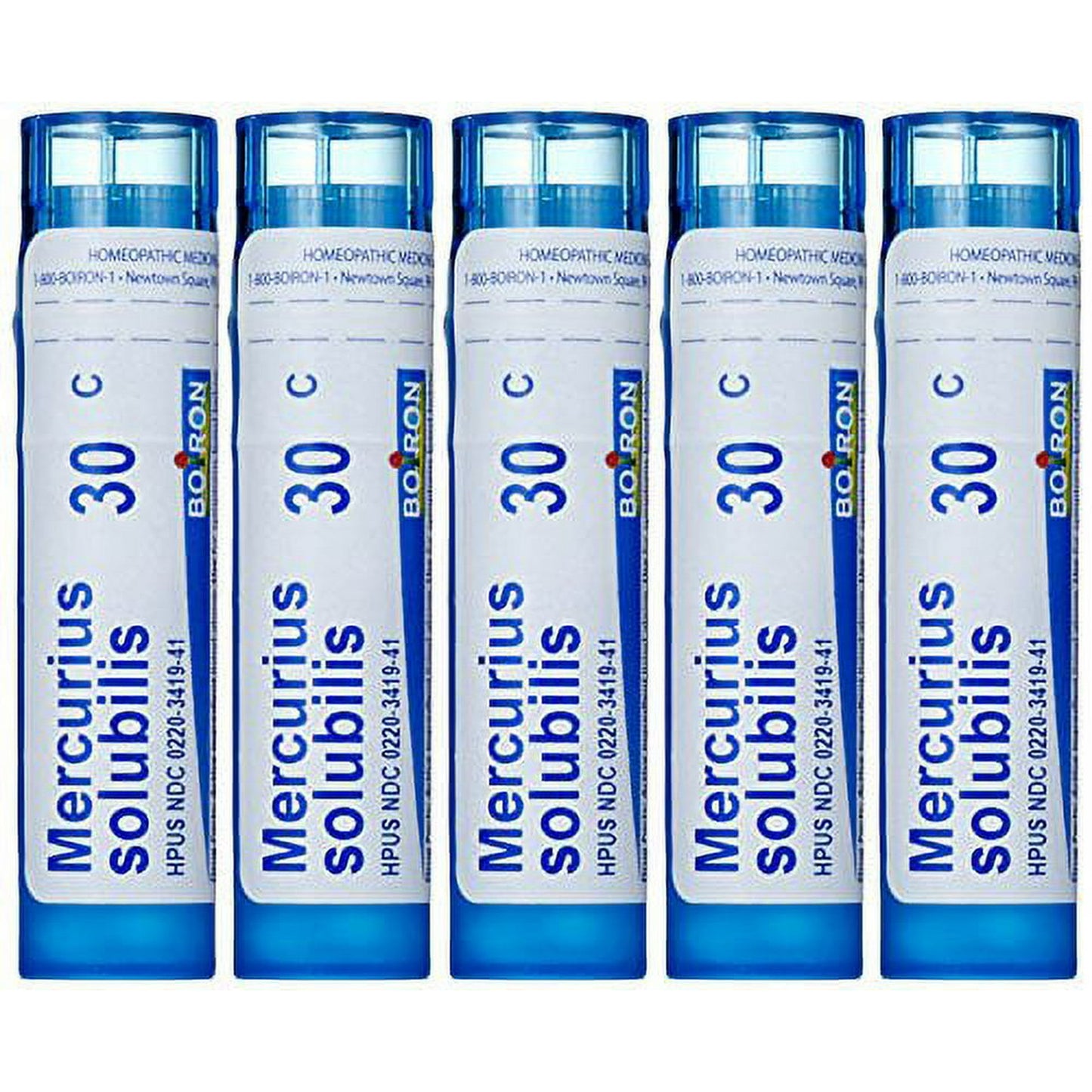 Boiron Mercurius Solubilis 30C, Homeopathic Medicine for Sore Throat With Bad Breath And Excess Salivation, 80 Pellets (5 Pack)