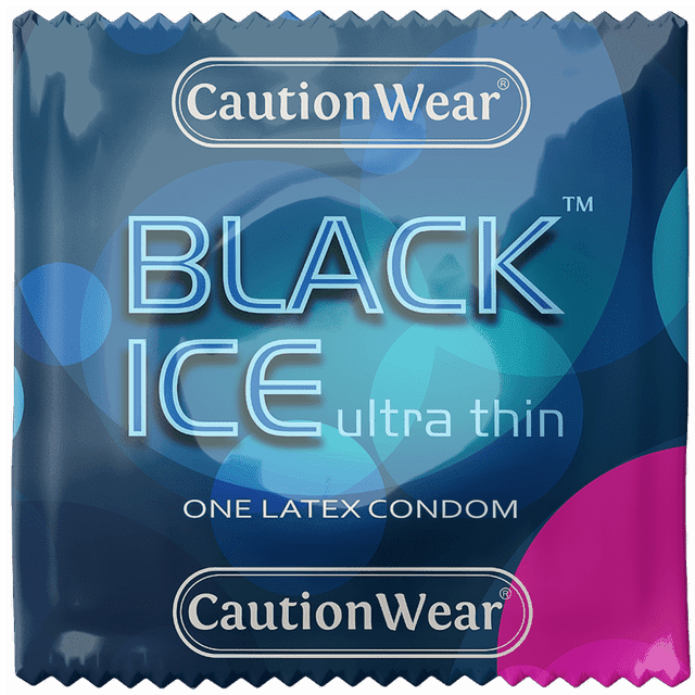 Caution Wear Black Ice Ultra Thin Condoms, 100 Pack