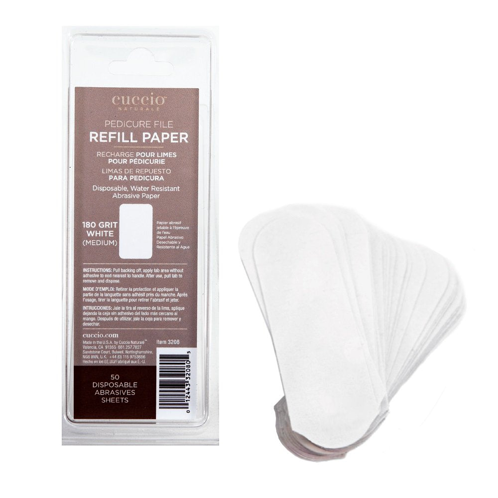 Cuccio Pedicure File Refill Paper 180 Grit White (Medium) 50 Sheets
