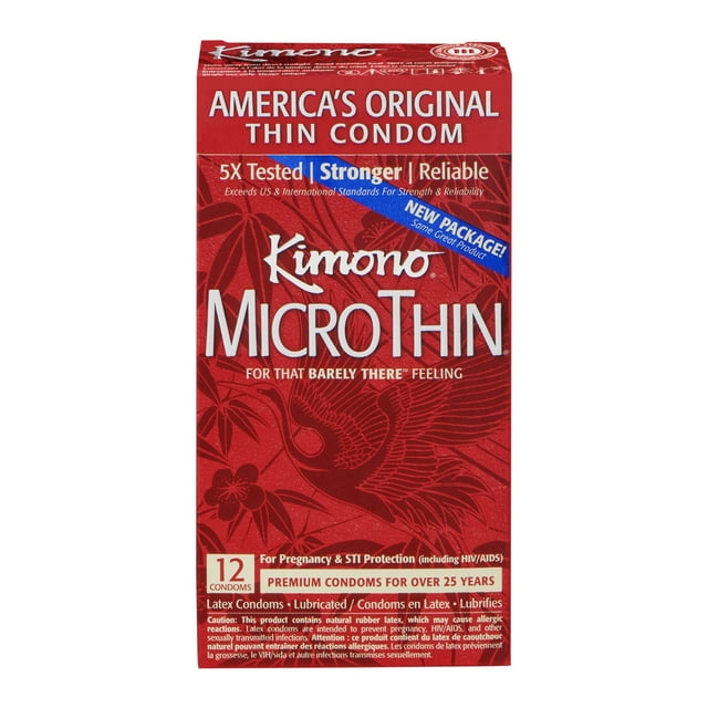 Mayer Laboratories Kimono Ultra Thin Lubricated Latex Condoms - 12 Pack