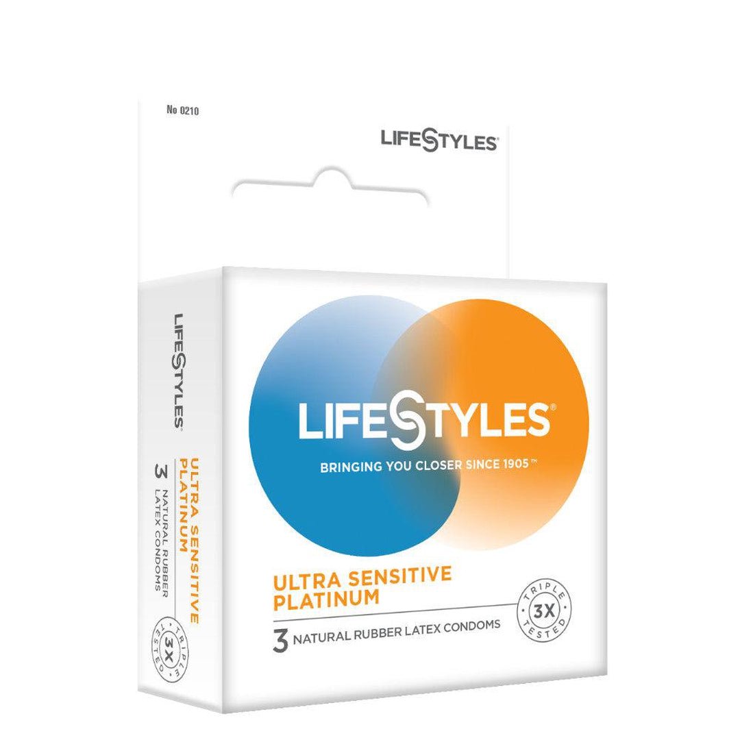LifeStyles Ultra Sensitive Platinum Lubricated Latex Condoms | 3-Pack