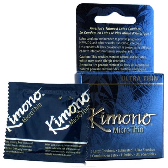 Mayer Laboratories Kimono Micro Thin Lubricated Latex Condoms - 3 Pack