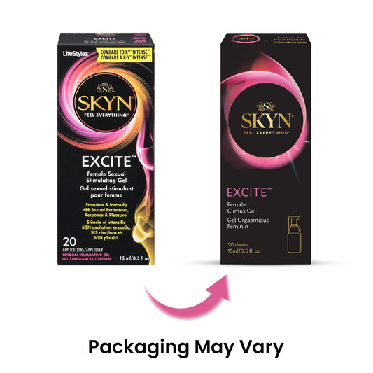 SKYN Excite Female Arousal Sensual Stimulating Massaging Gel Lotion, 20 Applications, 0.5 fl oz