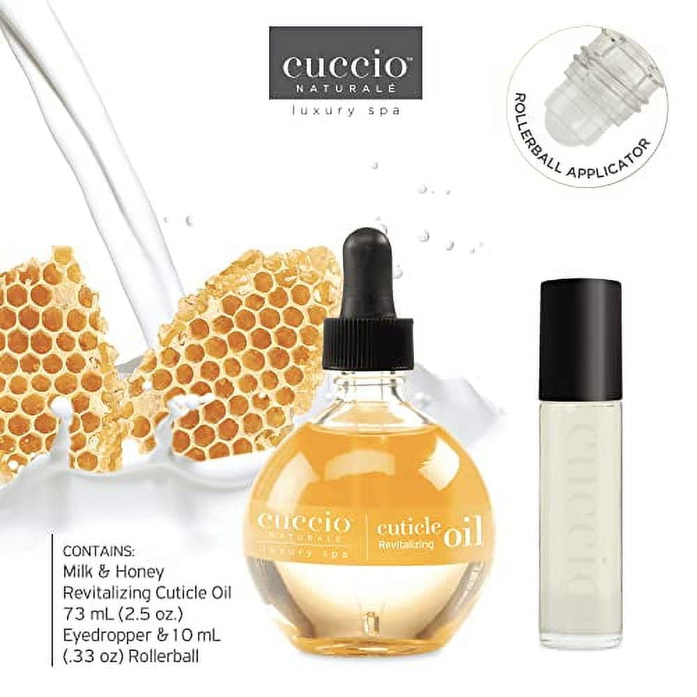 Cuccio Naturale Cuticle Revitalizing Oil Set - Hydrating Oils for Instant Cuticle Repair for Dry, Damaged Skin and Nails - Paraben and Cruelty-Free Formula - Soothing Milk and Honey Fragrance - 2 pc