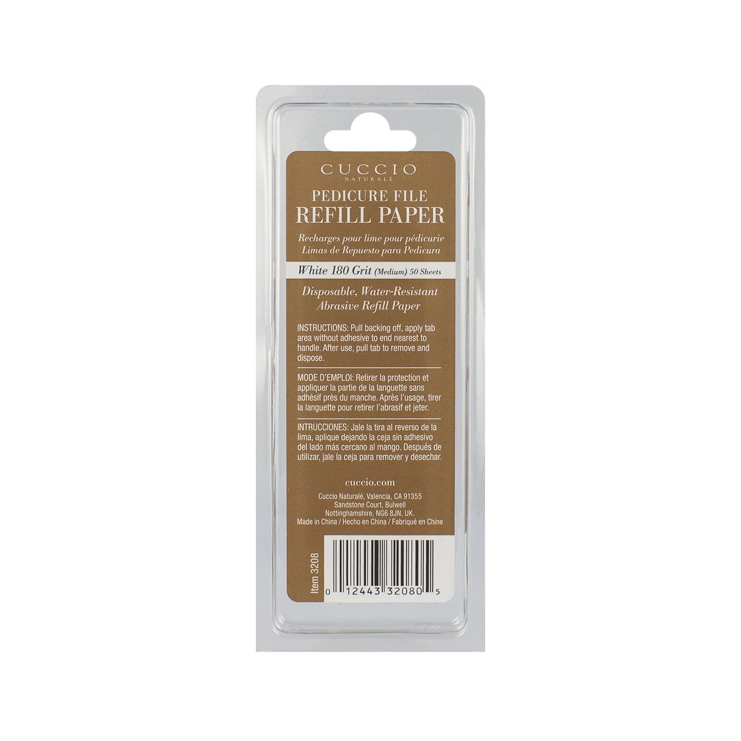 Cuccio Pedicure File Refill Paper 180 Grit White (Medium) 50 Sheets