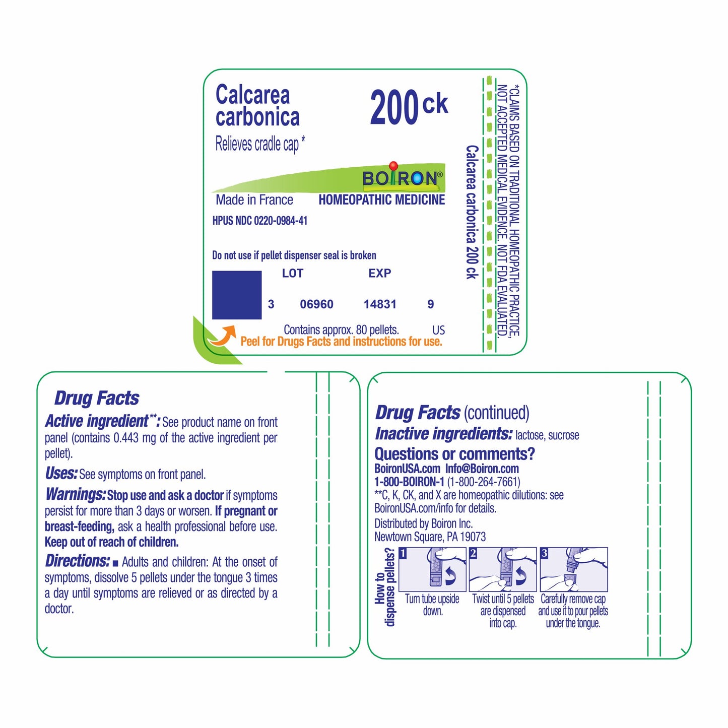 Boiron Calcarea Carbonica 200CK, Homeopathic Medicine for Cradle Cap Relief, 80 Pellets