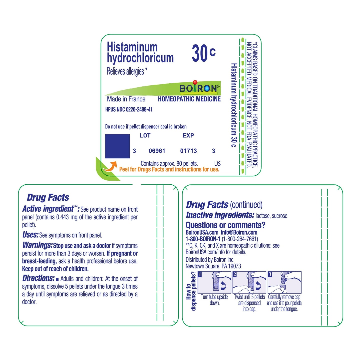 Boiron Histaminum Hydrochloricum 30C, Homeopathic Medicine for Allergy Relief, 80 Pellets