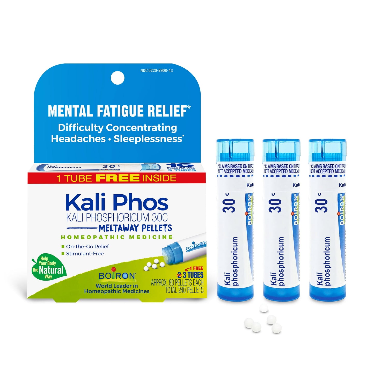 Boiron Kali Phosphoricum 30C, Homeopathic Medicine for Tension Headaches Associated With Intellectual Fatigue, 80 Pellets (3 Pack)