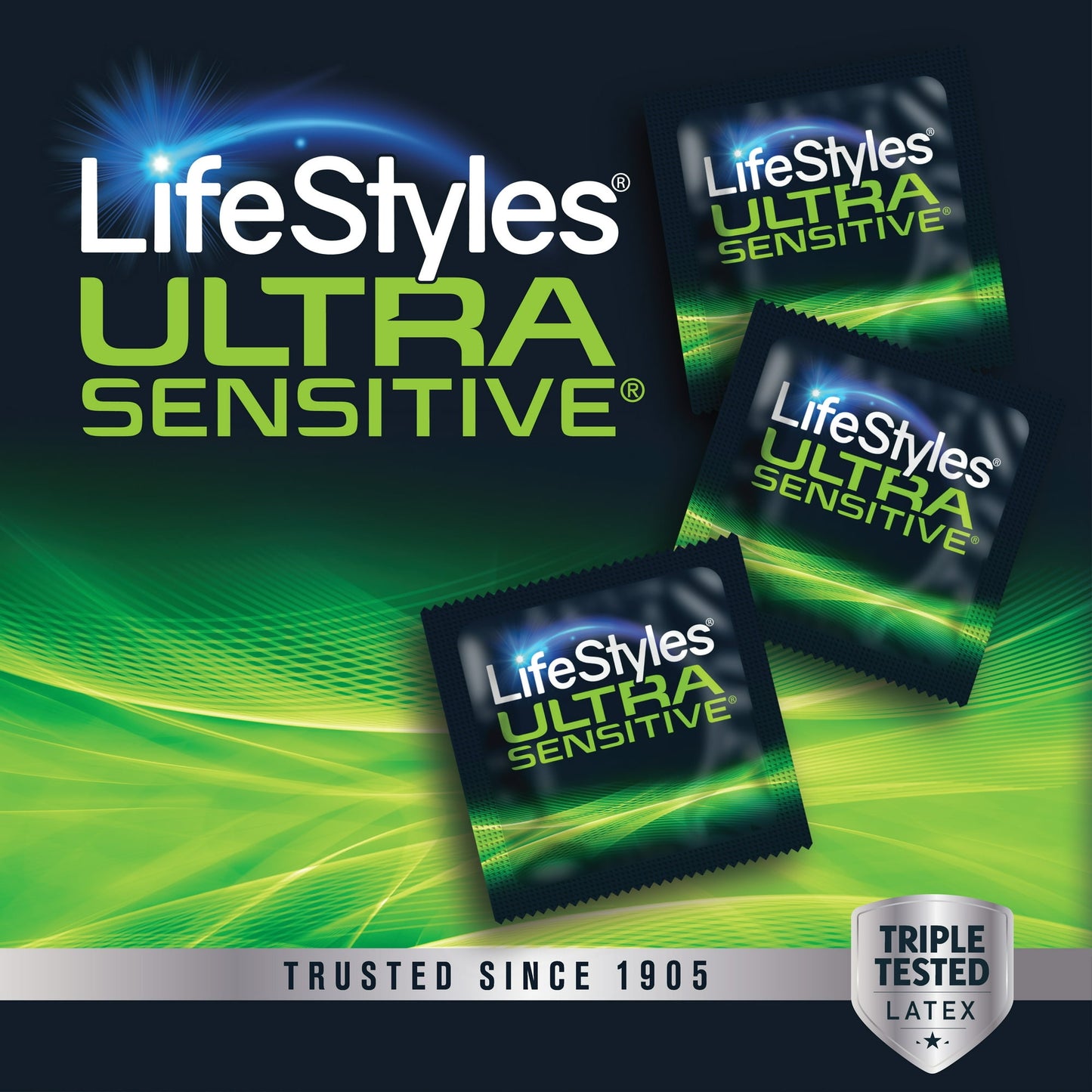 Lifestyles Lubricated Latex Condoms Ultra Sensitive, 3 Count