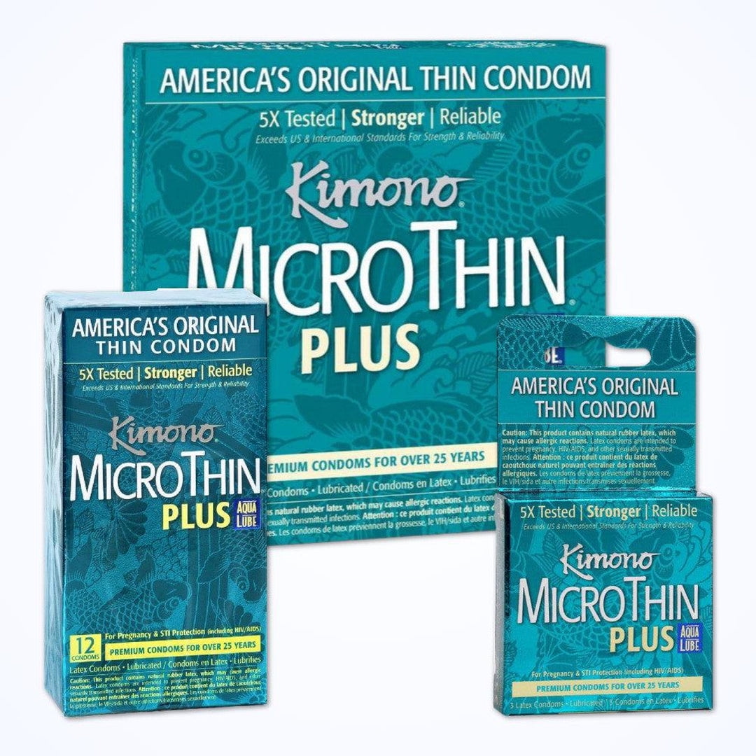 Kimono Micro Thin Plus Aqua Lube Lubricated Latex Condoms - 12 ct